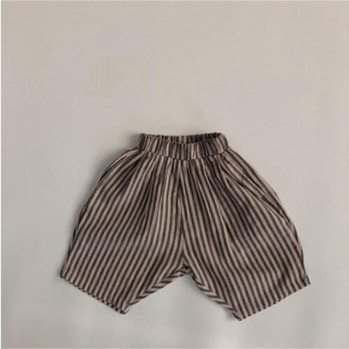 Children Striped Capris 2021 Summer New Light Thin Cute Radish Pants Girls and Boys Cotton Loose Casual Capris Children Clothes