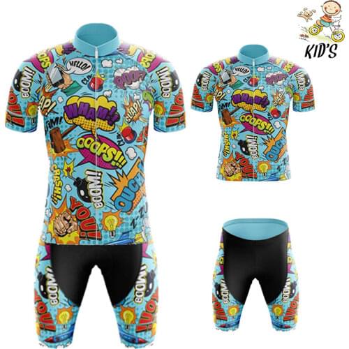 2021 Kids Anime Cycling Jersey Set Boys Short Sleeve Summer Cycling Clothing MTB Ropa Ciclismo Child Bicycle Wear Sports Suit