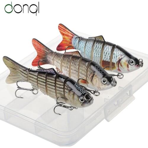 DONQL 3Pcs Minnow Jointed Fishing Lures Wobbler Sinking Artificial Plastic Swimbait Hard Lure Jigging 6 Segment Sea Fishing Bait