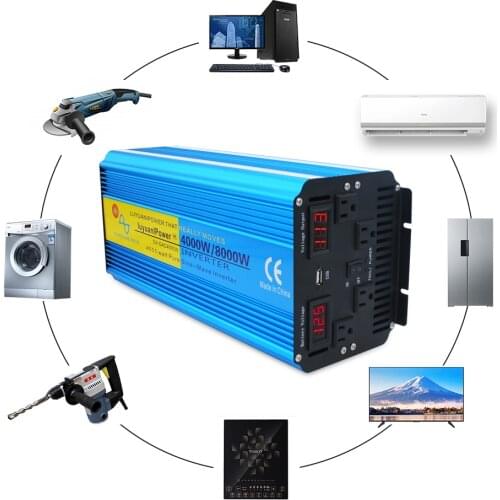 Pure sine wave inverter 4000W/8000W DC 12V/24V TO AC 110V 60Hz US socket solar power inverter for air conditioner/refrigerator