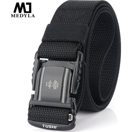 MEDYLA New Alloy Magnetic Buckle Nylon Belt Outdoor Leisure All-Match Mens Multifunctional Quick Release Belt