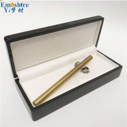Metal Ballpoint Pen Copper Roller Ball Pen with Wooden Pencil Case Wooden Pen Box Luxury Christmas Present Smooth Writing P615