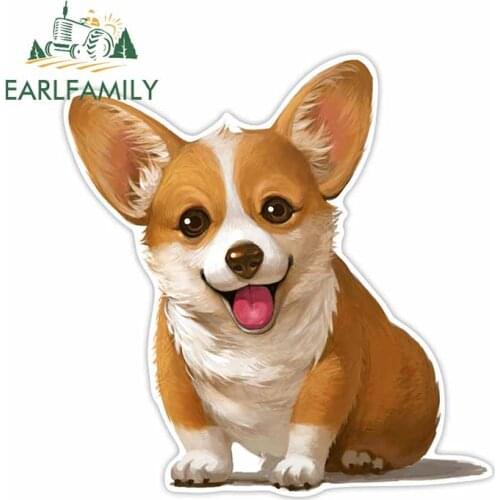 EARLFAMILY 13cm Corgi Dog Cute Car Stickers Waterproof Vinyl Car Wrap Decals Windows Door Scratch-Proof Camper Decoration