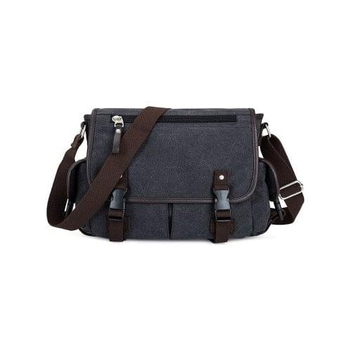 Scione Men Canvas Bag Leather Briefcase Travel Suitcase Messenger Shoulder Tote Back Handbag Large Casual Business Laptop Pocket