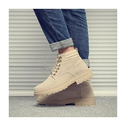 Martin boots 2019 autumn high mens tooling shoes trend mens shoes plus velvet snow boots