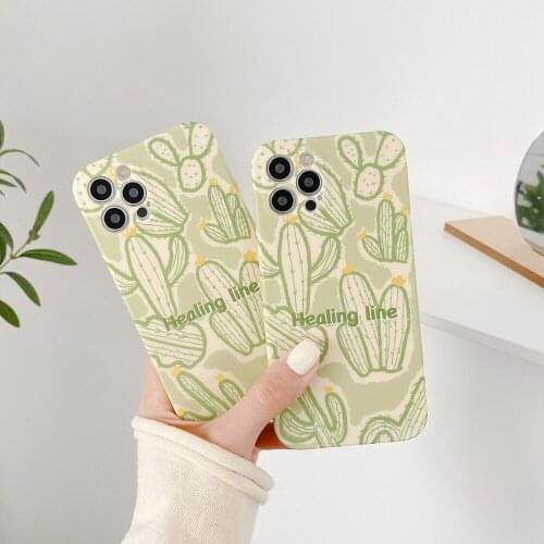 English Cactus Mobile Phone Cases for iPhone 12 PRO MAX 11Pro XR X XS Max 7 8 Plus Soft TPU Shell