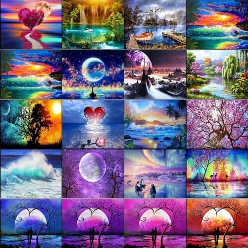 Mosaic cuadros full square embroidery Cross stitch Dirll drawing 5d diamond painting kit set Landscape tree color 3D DIY complet