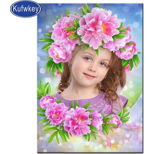 Cross Stitch Drill 5D Diy Diamond Painting peony girl New full Square round Diamond Embroidery sale Mosaic fairy