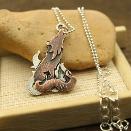 1pcs cute wolf lovey animals pendant stereoscopic necklace pendant girl jewelry