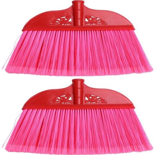 2Pcs Durable and Professional Plastic broom plastic broom head plastic broom handle broom rod broom accessories (Color mixing)