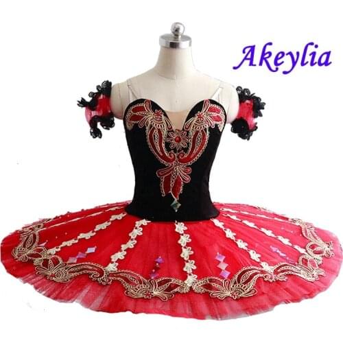 Don Quixote Tutu Girls Pancake Professional Black Red Ballet Costumes Women Classical Tutu Paquita Dress Platter Tutu Kids