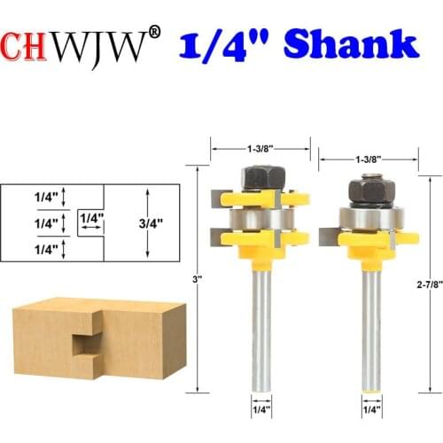 2pcs Tongue and Groove Router Bit Set 1/4" x 1/4" - 1/4" Shank Woodworking cutter Tenon Cutter for Woodworking Tools