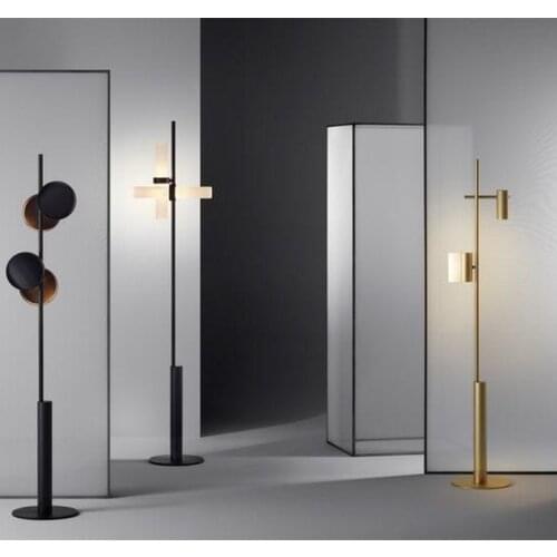 Nordic retro post modern bronze floor lamp simple living room led bedroom vertical creative floor lamp