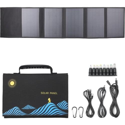 60W Solar Panel Folding Bag USB+DC Output Solar Charger Portable Foldable Solar Charging Device Outdoor Portable Power Supply