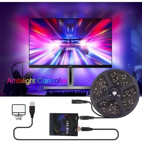 DIY Ambient RGB Full Color HDTV Computer Monitor TV PC Dream Screen Background Lighting DC 5V WS2812B USB LED Strip