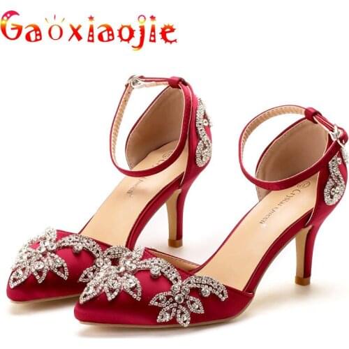 Women Fashion Summer Exquisite Wedding High Heel Shoes High-Quality Silk Shining Diamond Celebrity Pointed Stiletto Party Sandal