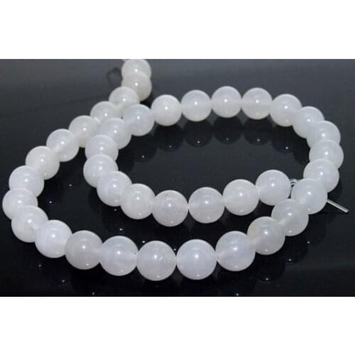 Unique Pearls jewellery Store 10mm White Jade Gemstone Loose Beads One Full Strand 15 inches LC3-0270