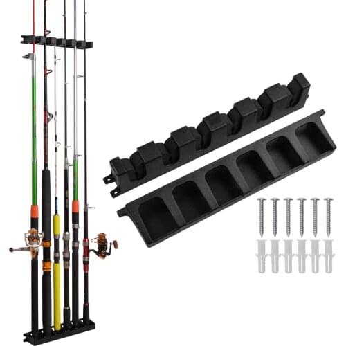 Hyaena Vertical 6-Rod Rack Fishing Pole Holder Rod Holders With 9-EVA Foam Wall Mount Modular For Garage