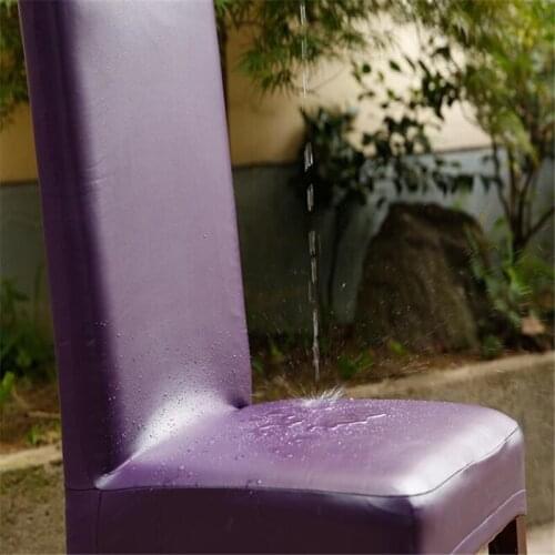 Quality Elastic PU Leather Chair Covers Solid Color Chair Cover Waterproof Chair Covers For Hotel Home Removable Chair Cover