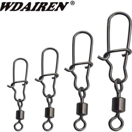 WDAIREN 50pcs/lot Fishing Connector Rolling Swivel with Nice Snap stainless steel fishing tackle box WD-369