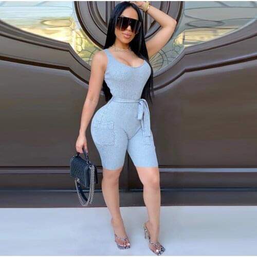 Women Sleeveless Yoga Playsuits with Waistband Solid Color Sportswear Fitness Workout Round Collar Slim Fit Short Rompers