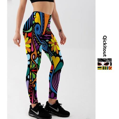 Female Fashion Style Autumn Push Up Skinny Pattern Digital Printing Leggings Outdoor Sportswear Fitness Elastic Force Legging