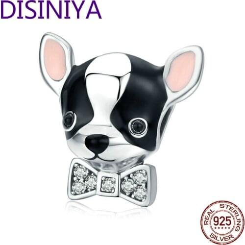 DISINIYA Enamel Chihuahua Dog Charm Silver 925 Original Fit Bracelet & Bangle 925 Sterling Silver Jewelry 2020 Femme ZSCC391310