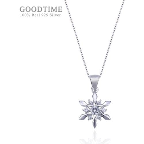 Women Necklace Pure 925 Sterling Silver Necklace Crystal Necklace Creative Snow Clavicle Zircon Chain Necklace Accessories