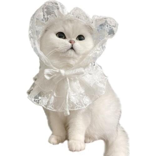 1set Pet Hat Breathable Neck Puppy Lace Skirt for Cat Supplies Party Decoration