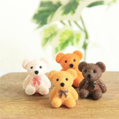 100pcs Fairy Garden Miniature Mini Resin Teddy Bear Micro-landscape Ornament Resin Craft Decoration 2cm