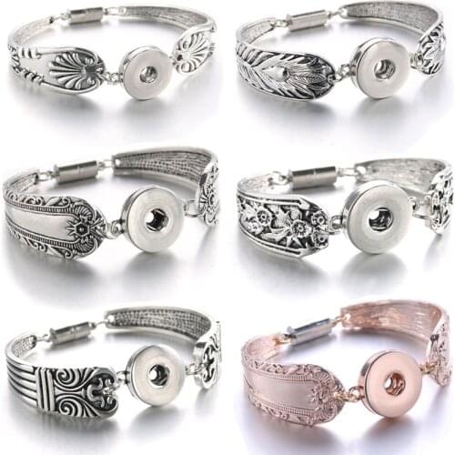 2018 Magnet Bohemian Watches Women Jewelry Snap Jewelry Pulseras Newest Vintage 18mm Metal Snap Button Bracelet 040906