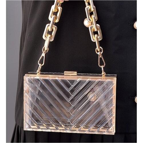 2021 Fashion acrylic transparent Evening bags detachable designer bags handbags makeup Clutch Luxury Bags For Women Clear Purses