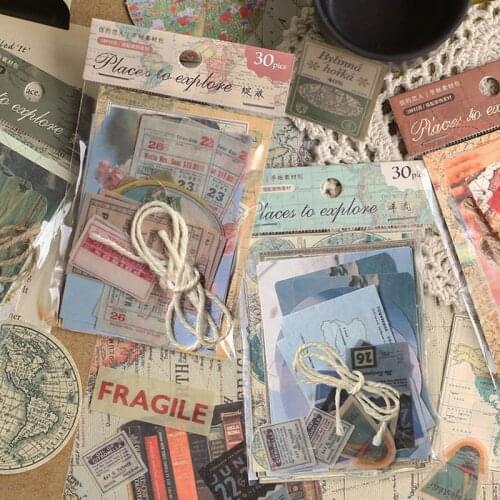 30 Sheets Places To Explore Retro Paper Sticker Diy Decorative Scrapbook Journal Planner Stickers Stationery School Supplies