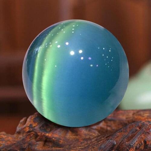 40mm Cat Eye Crystal Ball Blue Purple CatS-Eye Opal Natural Quartz Crystal Stone Ball Sphere Ornament Home Office Decor Crafts