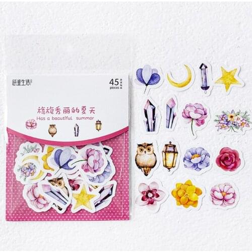 45pcs /Pack Have A Quiet Summer DIY Decorative Stickers Sealing Paste Diary Stickers