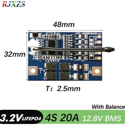 4S 20A LiFePO4 12.8V 14.4V 18650 BMS PCM Battery Protection Board For 12V Cell Pack With Balancing