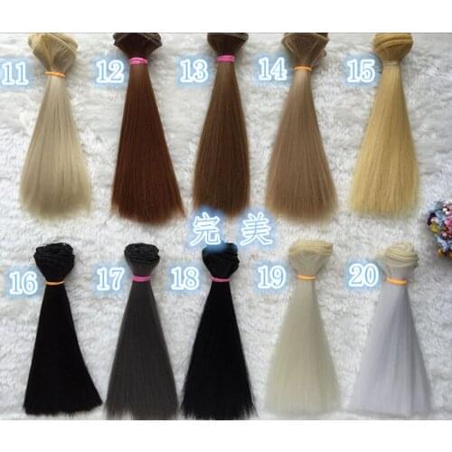 5PCS/LOT Hot Sale Multi-color Synthetic Handmade Straight Doll Hair BJD Doll Wig Black 15*100CM