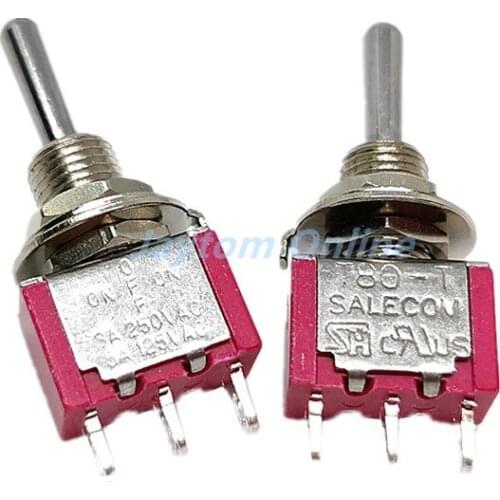 5pcs T8014-SEBQ Mini LatchingToggle Switch T80-T ON OFF ON 3A/250V 5A/125V 6mm 3PIN SPDT 3 Position