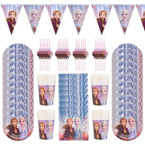 68pcs Disney Frozen Party Supplies Baby Shower Disposable Tableware Paper Cup Plate Napkins Party Decoration Supplies