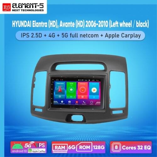 ELEMENT-5 7" 2G+32G Android 8,9,10 4G NET WIFI RDS DSP Car Radio For HYUNDAI Elantra (HD), Avante (HD) , Navigation GPS HiFi