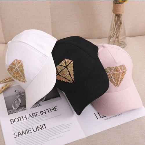 Luxury womens snapbacks hat Curved peak cotton baseball caps Adult men Rhinestone Crystal Sport dance cap Casquette gorros