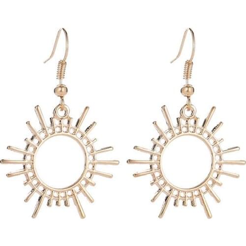 Large Round Spikes Geometric Burnish Black Silver Plated Golden Drop Earrings Dangle Earrings For Women