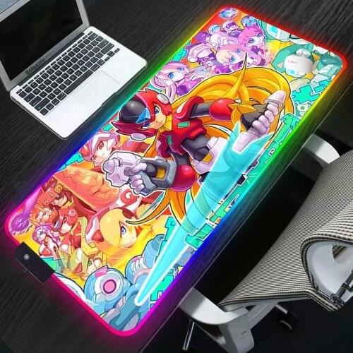 RGB Large Gaming Mouse Pad Megaman Mega Man X Mousepad Gamer 900x400 Rubber Keyboard Mats Desk Pad Mat Table Decoration Carpet