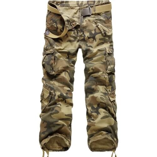 Pop Brand Cargo Pants Men Military Straight Trousers Mens Casual Cotton Camo Multi-Pocket Pants Man Joggers Hip Hop Long Trouers