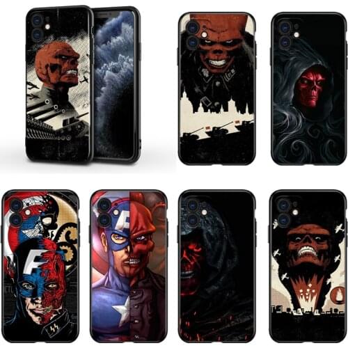 Captain America villain Red Skull For Apple iPhone 13 12 11 Mini XS XR X Pro MAX SE 2020 8 7 6 5 5S Plus Black Phone Case