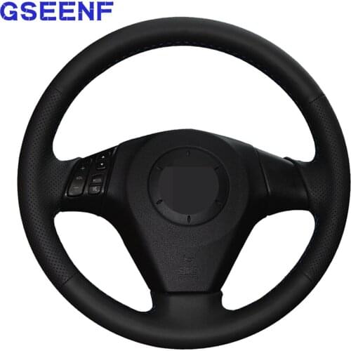 Car Steering Wheel Cover For Mazda 6 Mazda 5 Atenza Mazda MPV Mazda 3 Axela 2009-2004 Black Hand-stitched Genuine Leather