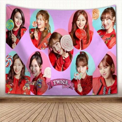 Kpop TWICE Wall Tapestry Home Decoration Wall Carpet Rectangular Modern Printing Fabric Yoga Mat Blanket Tapestry New