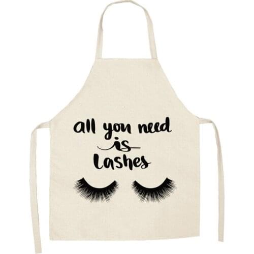 Funny Eyelash Printed Cleaning Art Aprons Sleeveless Home Cooking Kitchen Apron Cook Wear Cotton Linen Adult Bibs Cooking Apron