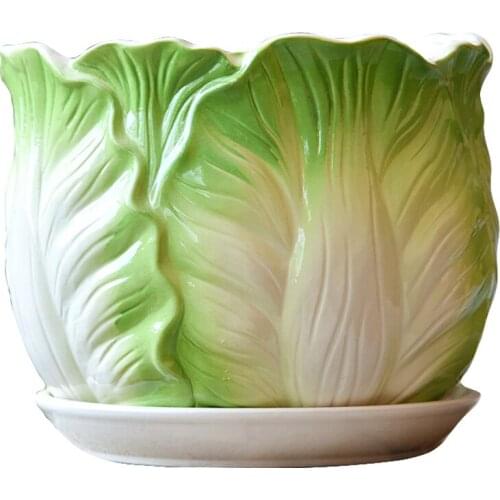 Modern Brief Chinese Cabbage Shape Ceramic Flowerpot Creative Craft Bottle Flower Vase Home Accessories Desktop Art Floral Organ