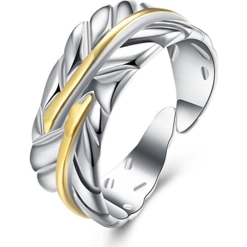 BABYLLNT 925 Silver Feather Ring For Women Wedding Engagement Party Fashion Charm Jewelry Gift